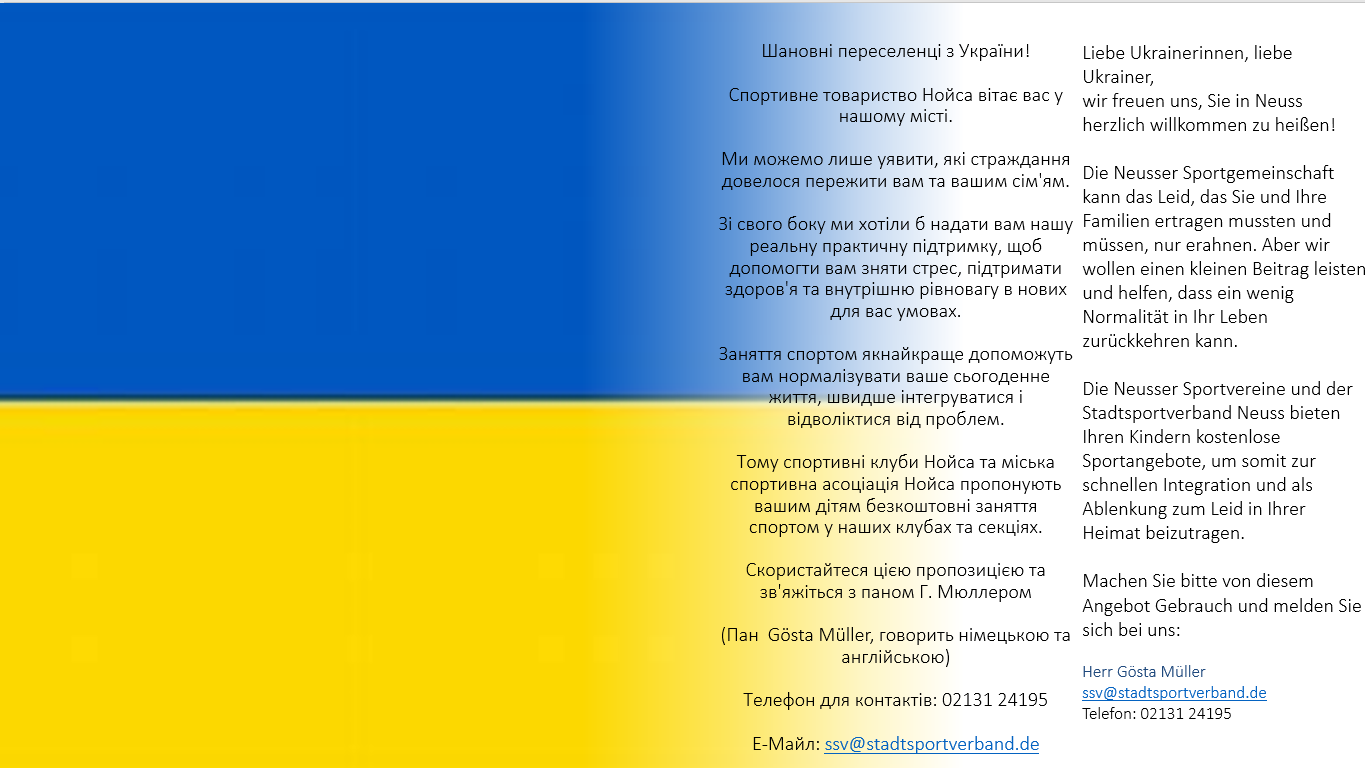 Sportangebote für Menschen aus der Ukraine.